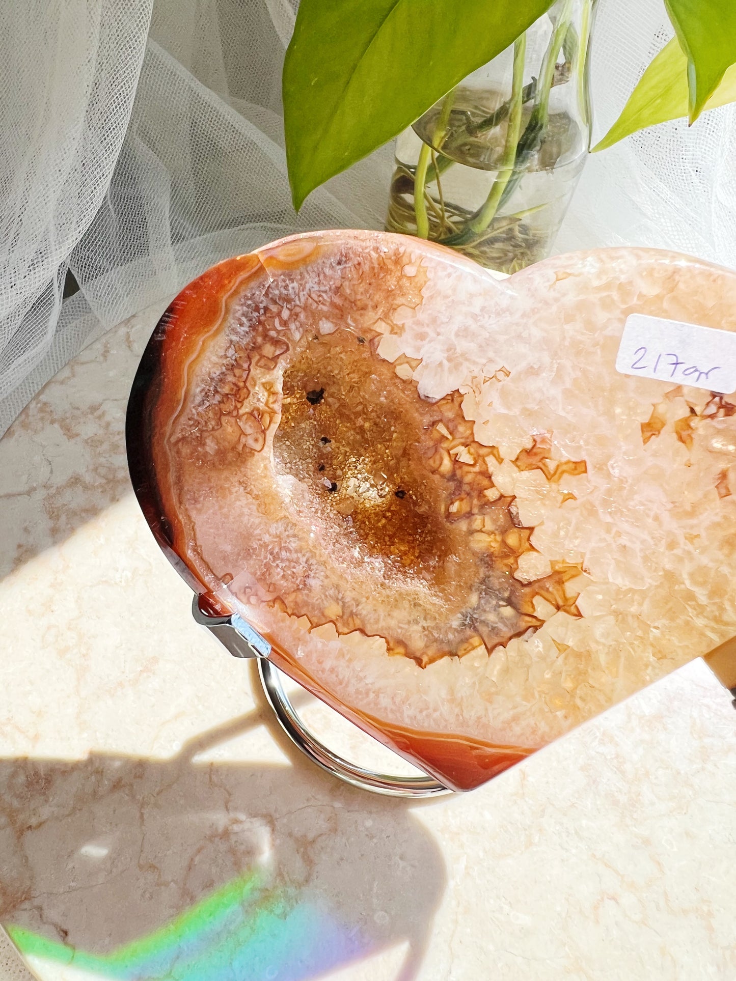 Karneol Druzy Hjerte på stativ #13 217g