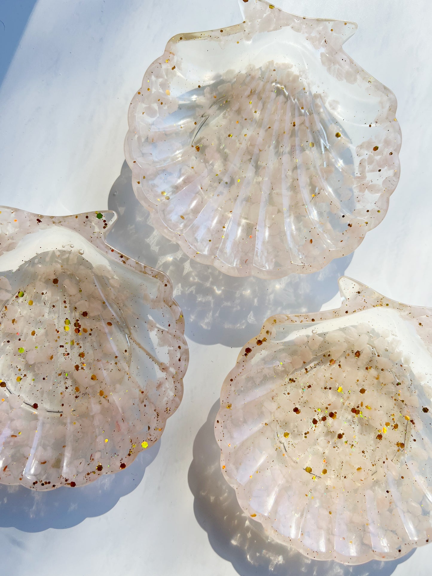 Rosenkvarts Krystall Seashell Resin Bolle
