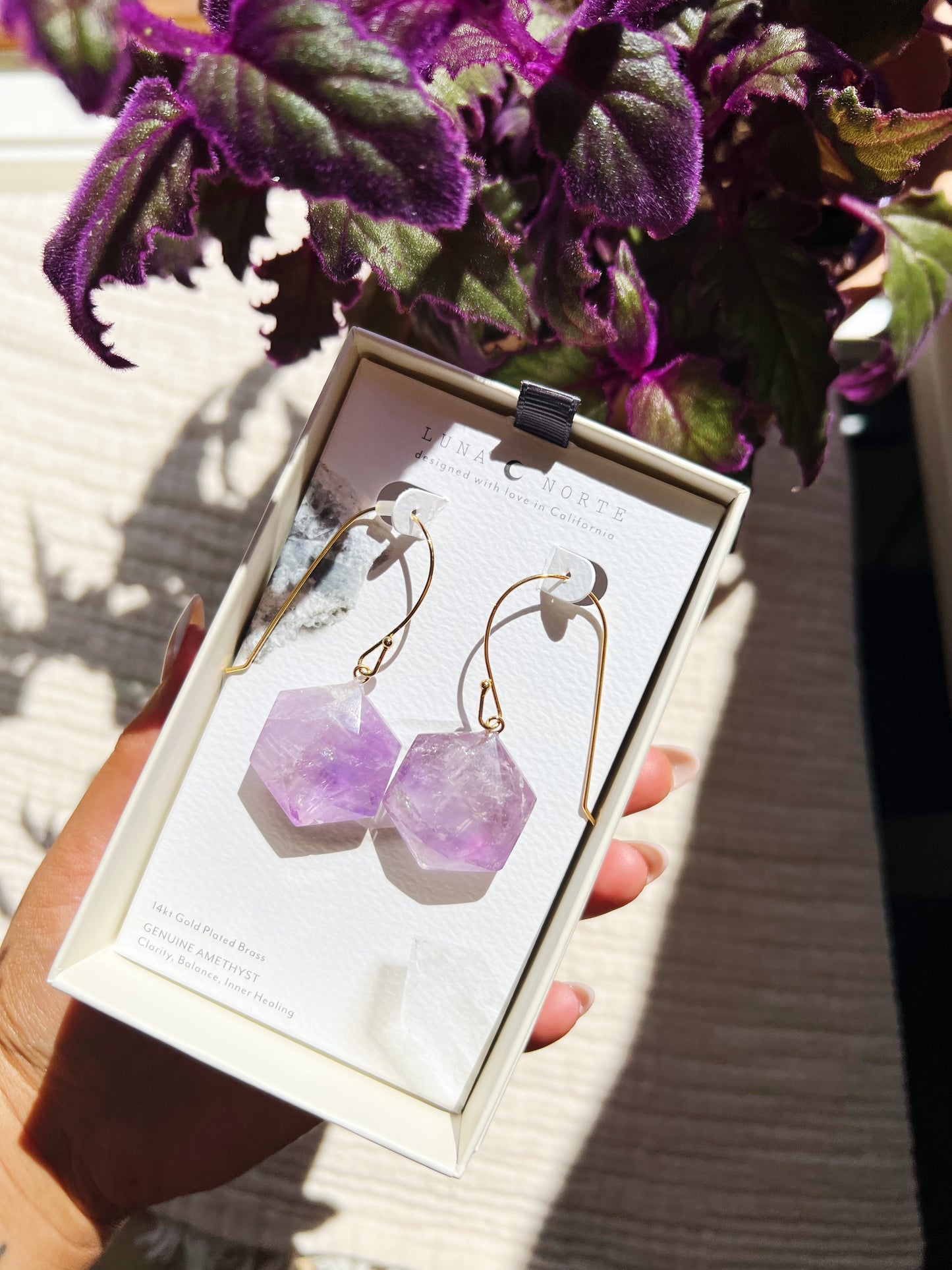 Amethyst Impact Elongated Øredobber