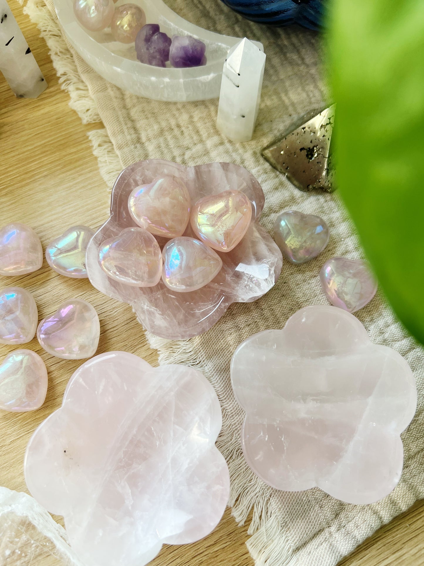Rosenkvarts Angel Aura Hjerter