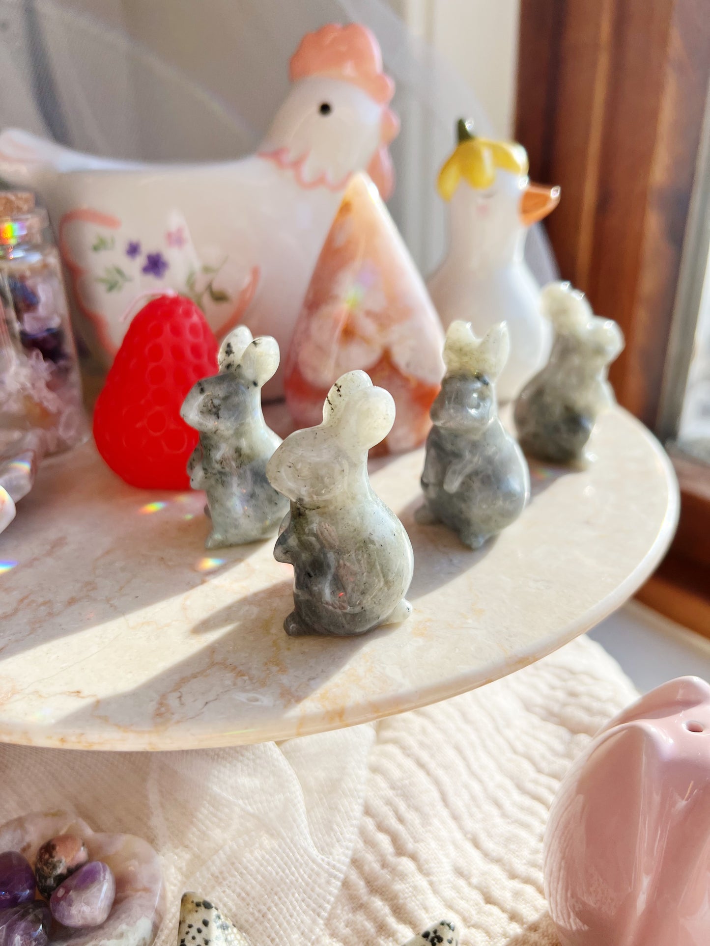 Labradoritt Krystall Kaninfigur