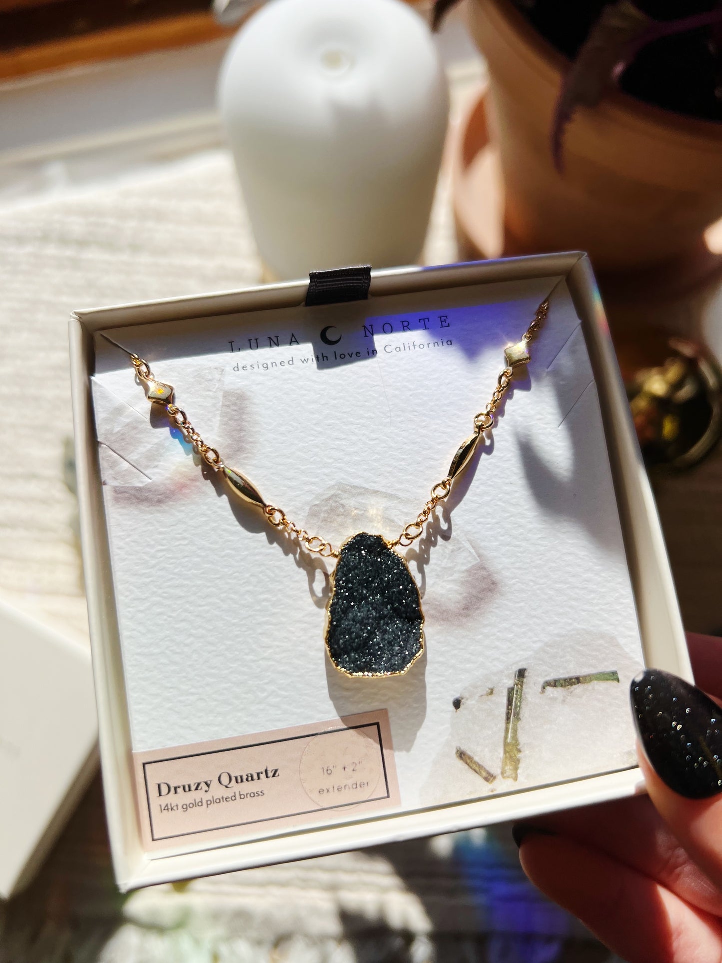 Star, Stone, & Soul Gemstone Halskjede - Black Druzy