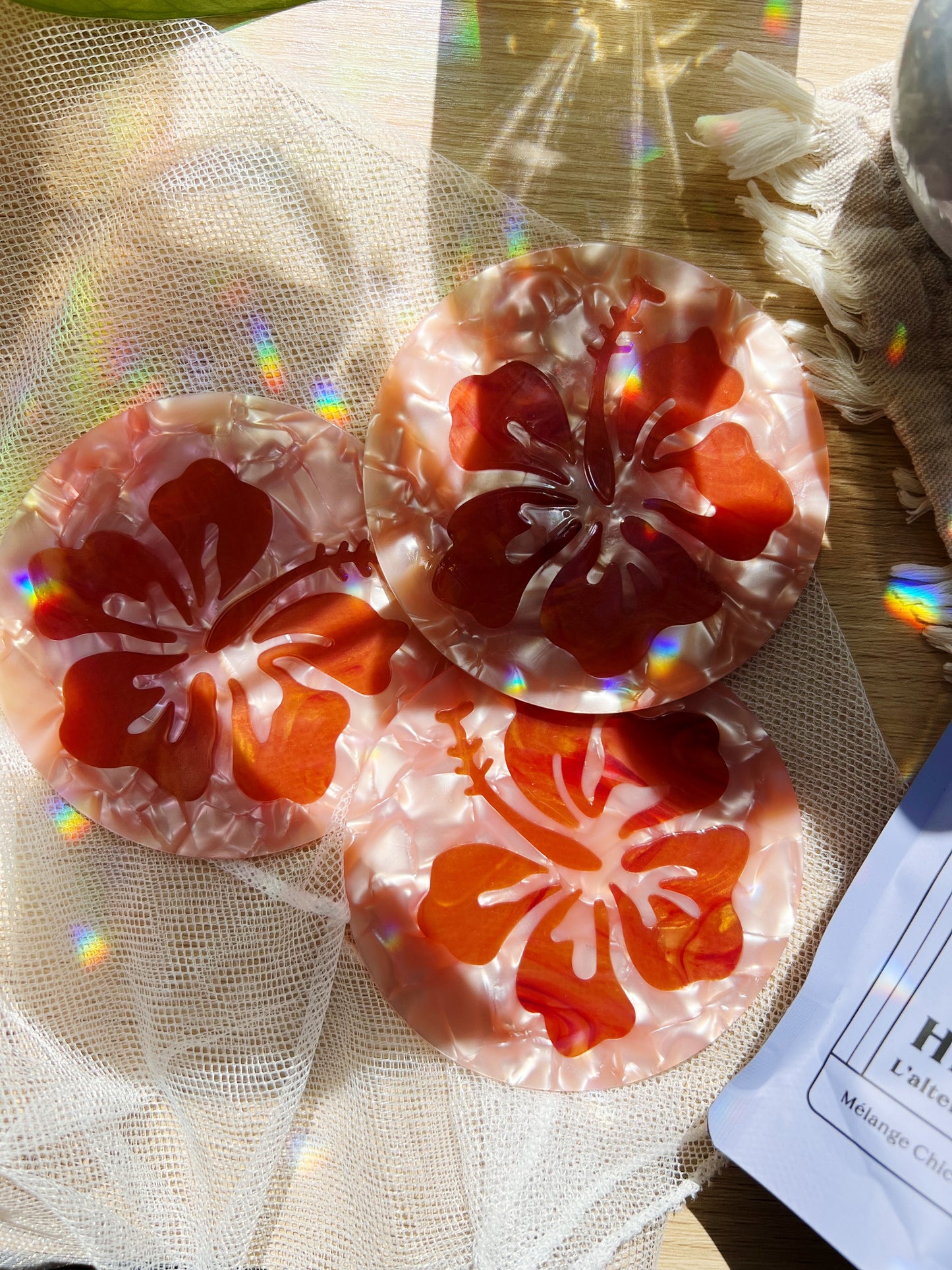 Hibiscus Acetate Coaster