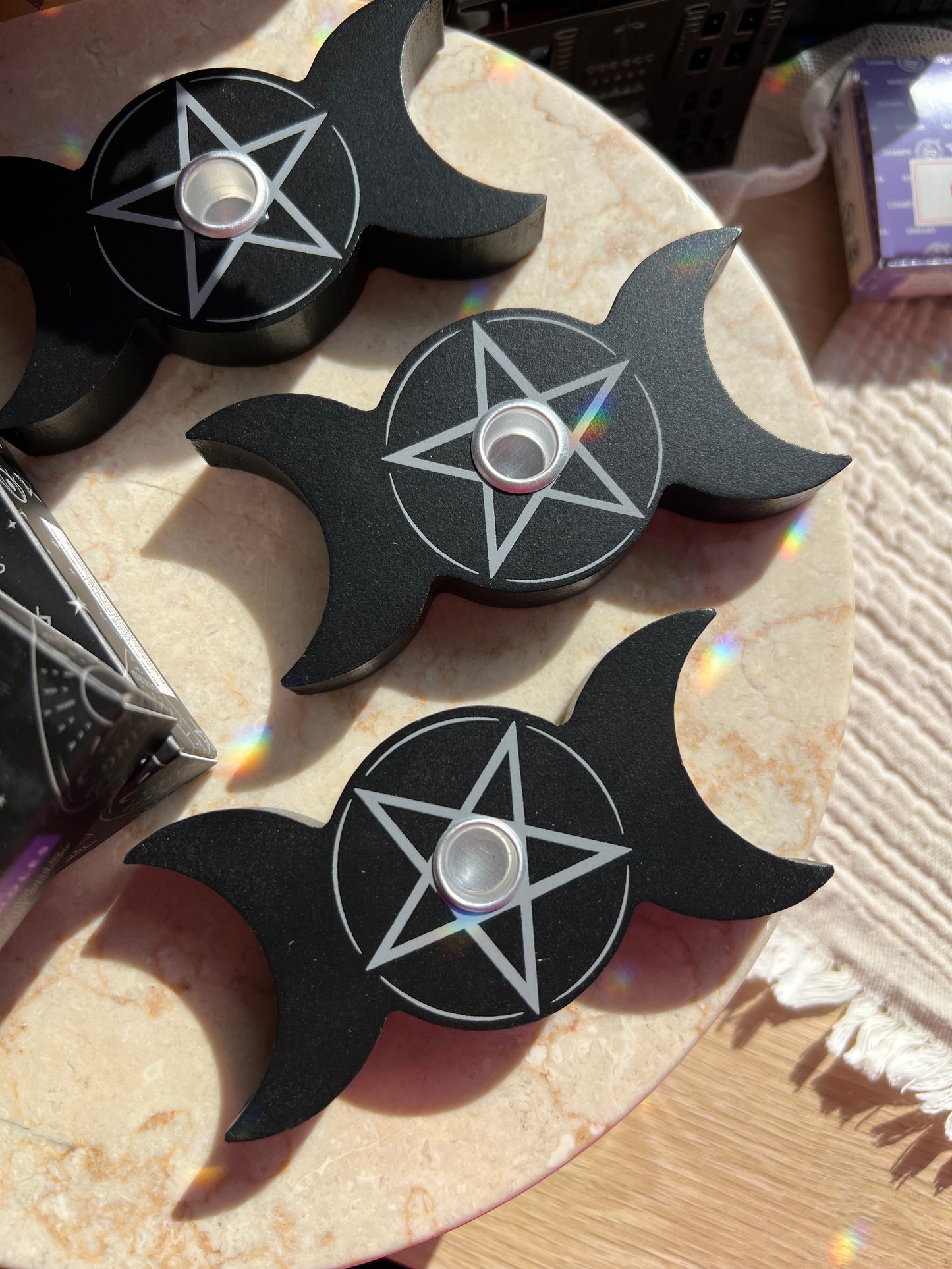 Triple Moon Spell Candle Lysestake