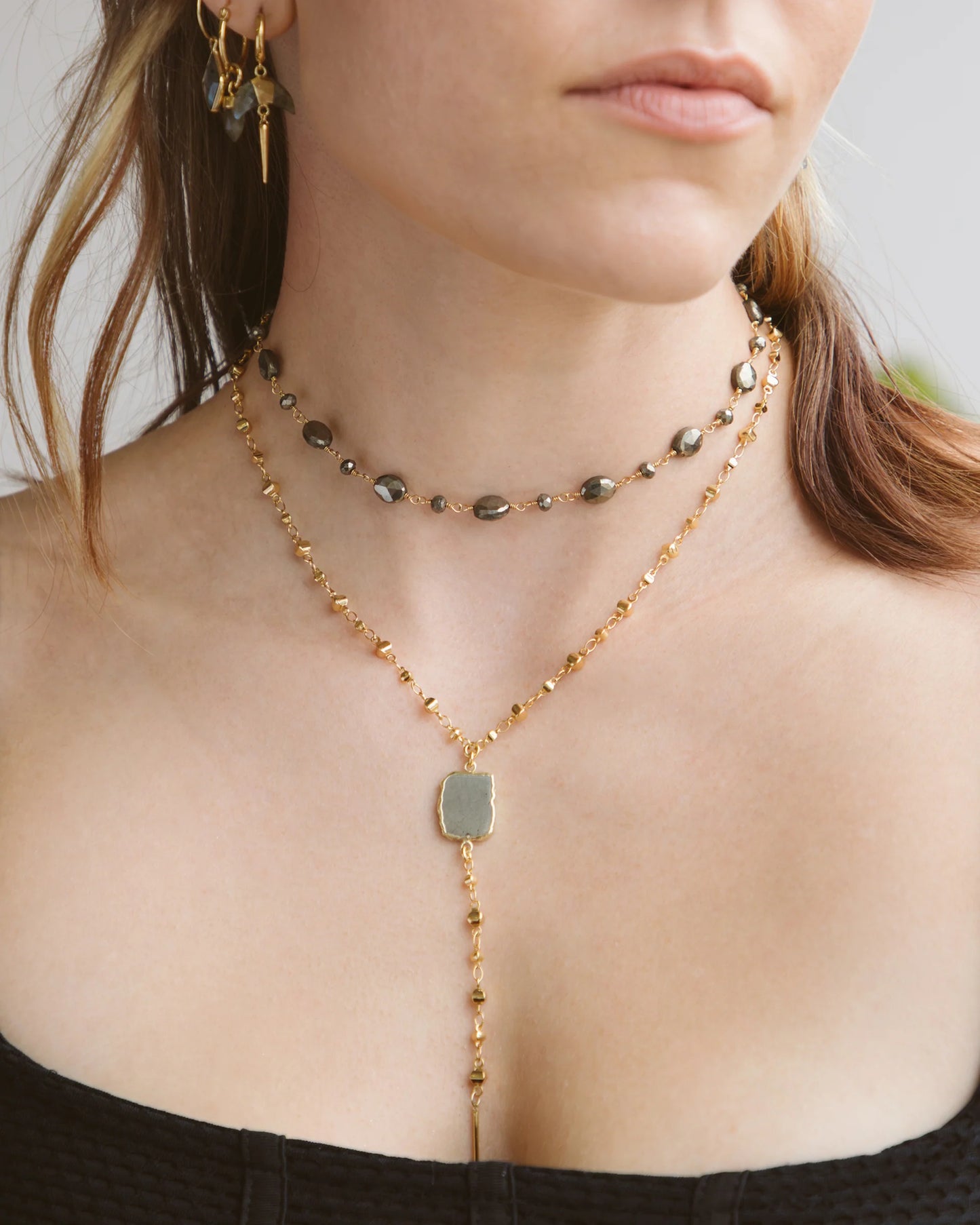 Eterno Amore Gemma Lariat Halskjede - Pyrite