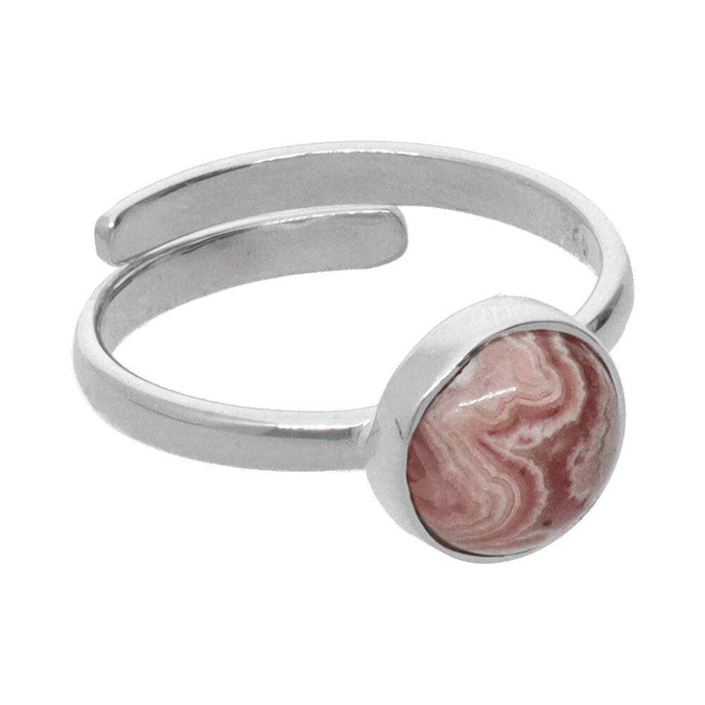 Justerbrar Rhodokrositt Sirkel Ring i 925 Sterling Silver