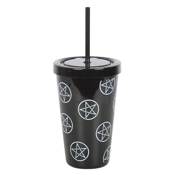 Gothic Pentagram Tumbler med sugerør