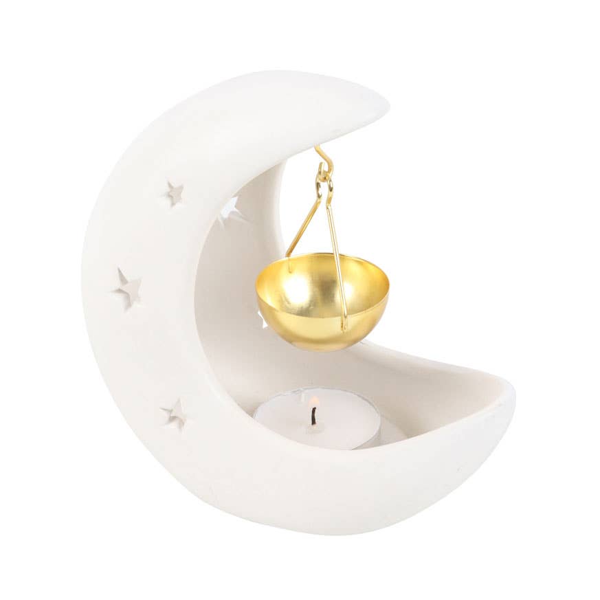 Hvit Halvmåne Olje/Wax melt Brenner
