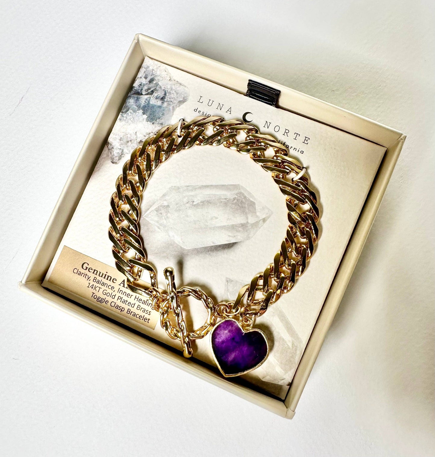 Heart of Gold Toggle Charm Armbånd - Amethyst