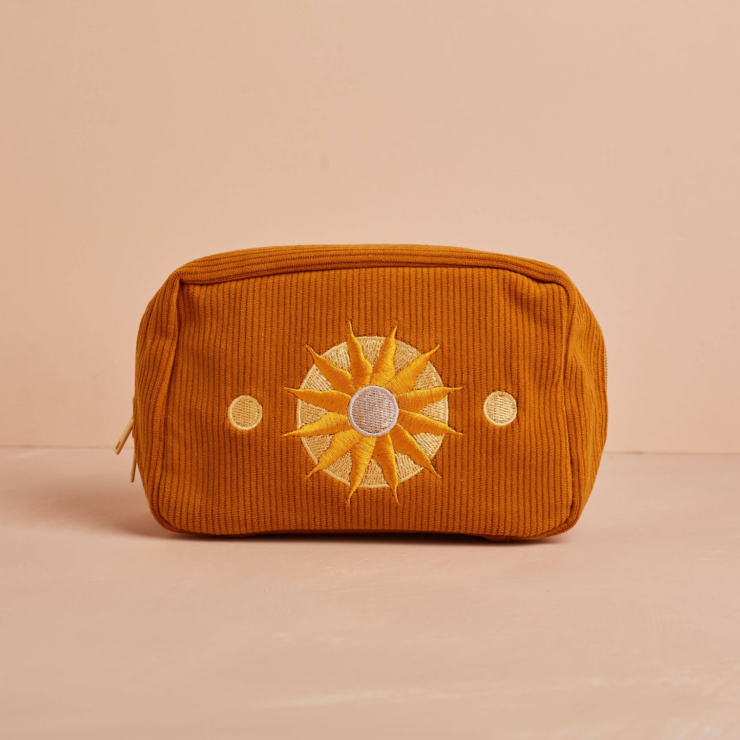 Corduroy Makeup Bag Burnt Orange Sun