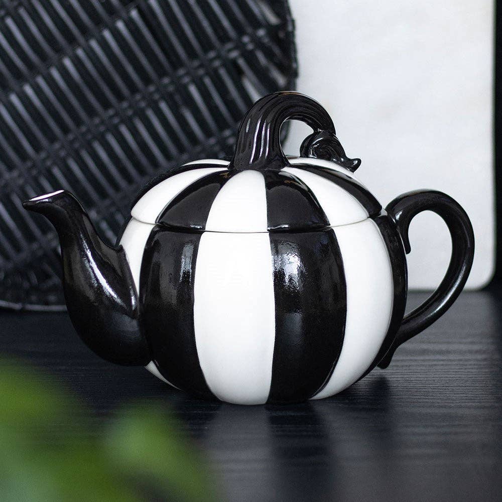 Black and White Striped Pumpkin Tekannen