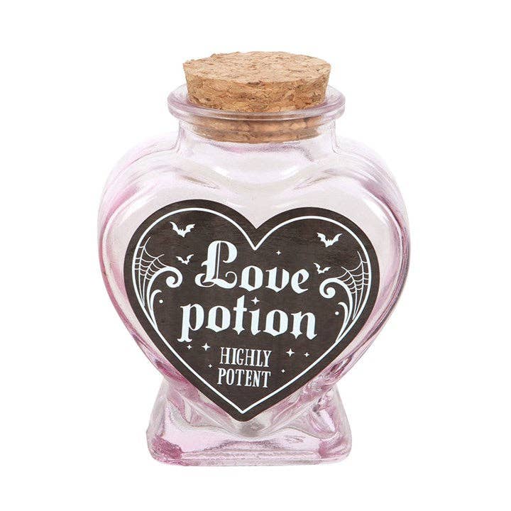 Love Potion – glassflaske i hjerteform ( 4 x 6 x 8 cm)