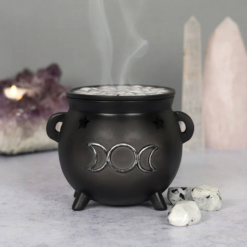 Gothic Triple Moon Cauldron Røkelseskjegleholder