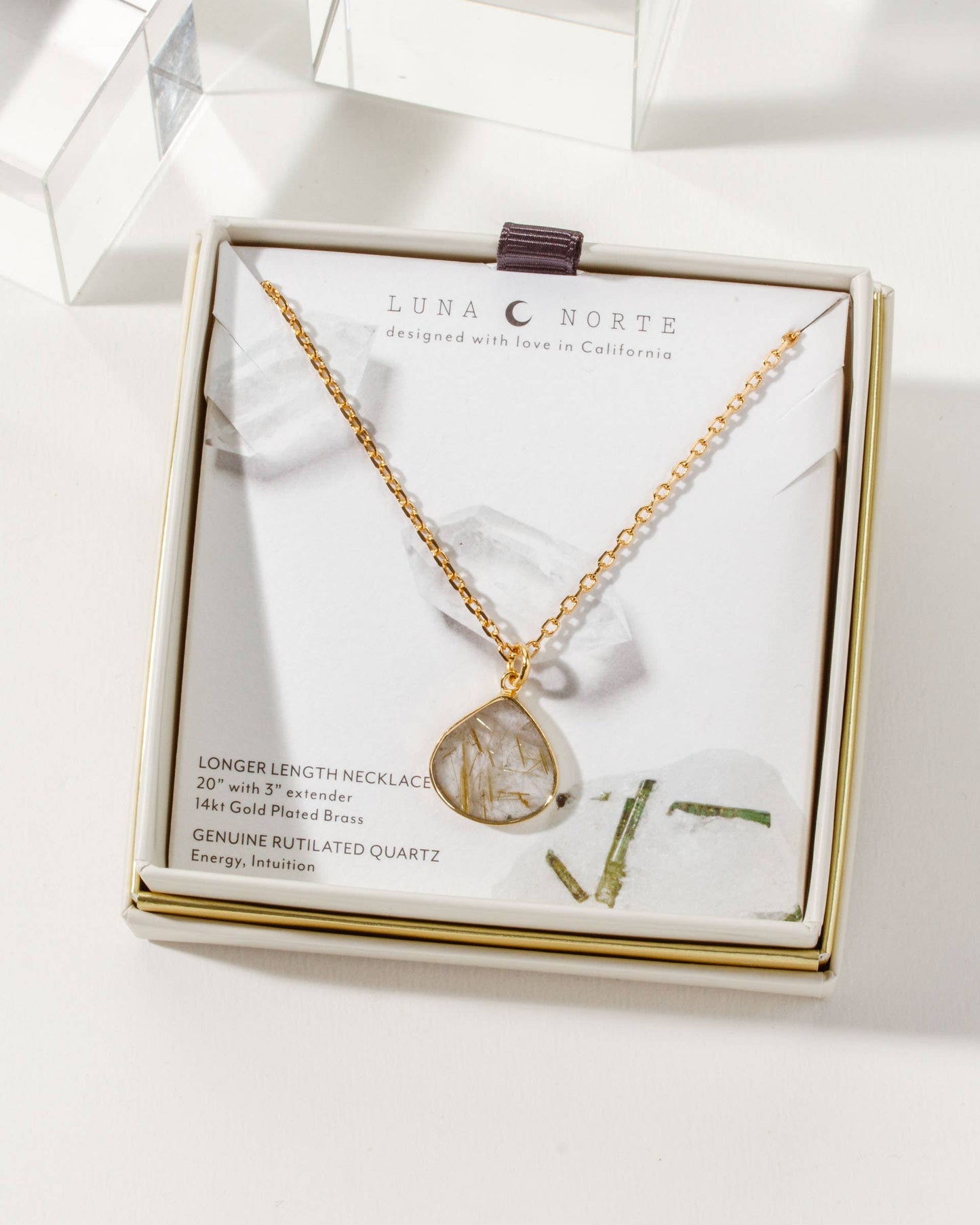 Bohemian Long Medallion Halskjede - Rutilated Quartz