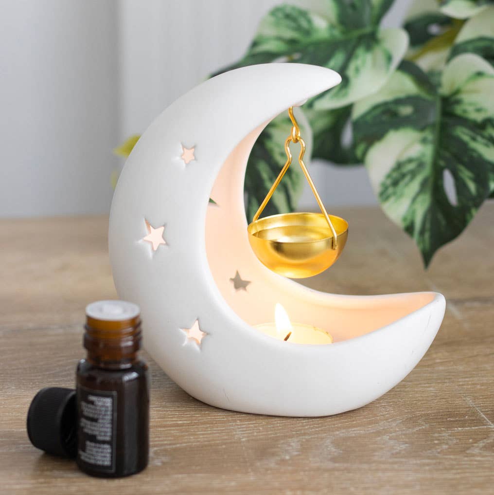 Hvit Halvmåne Olje/Wax melt Brenner