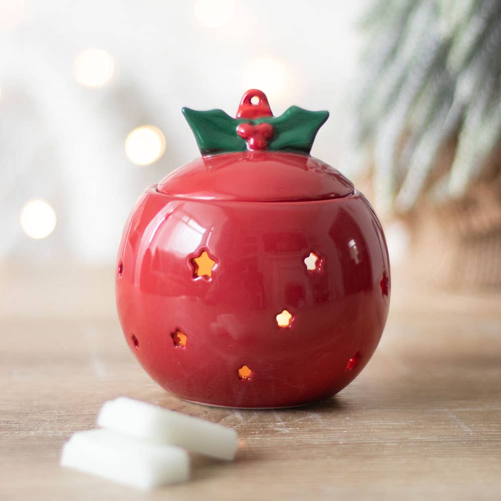 Rød Julekule olje/wax melt brenner