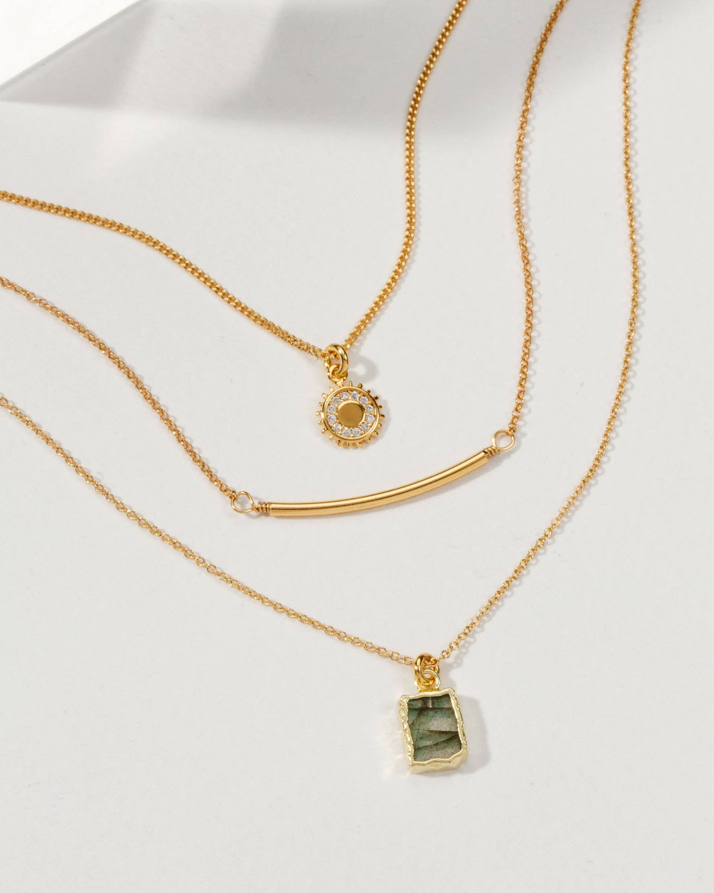 Sun Tan Layered Labradorite Halskjede sett