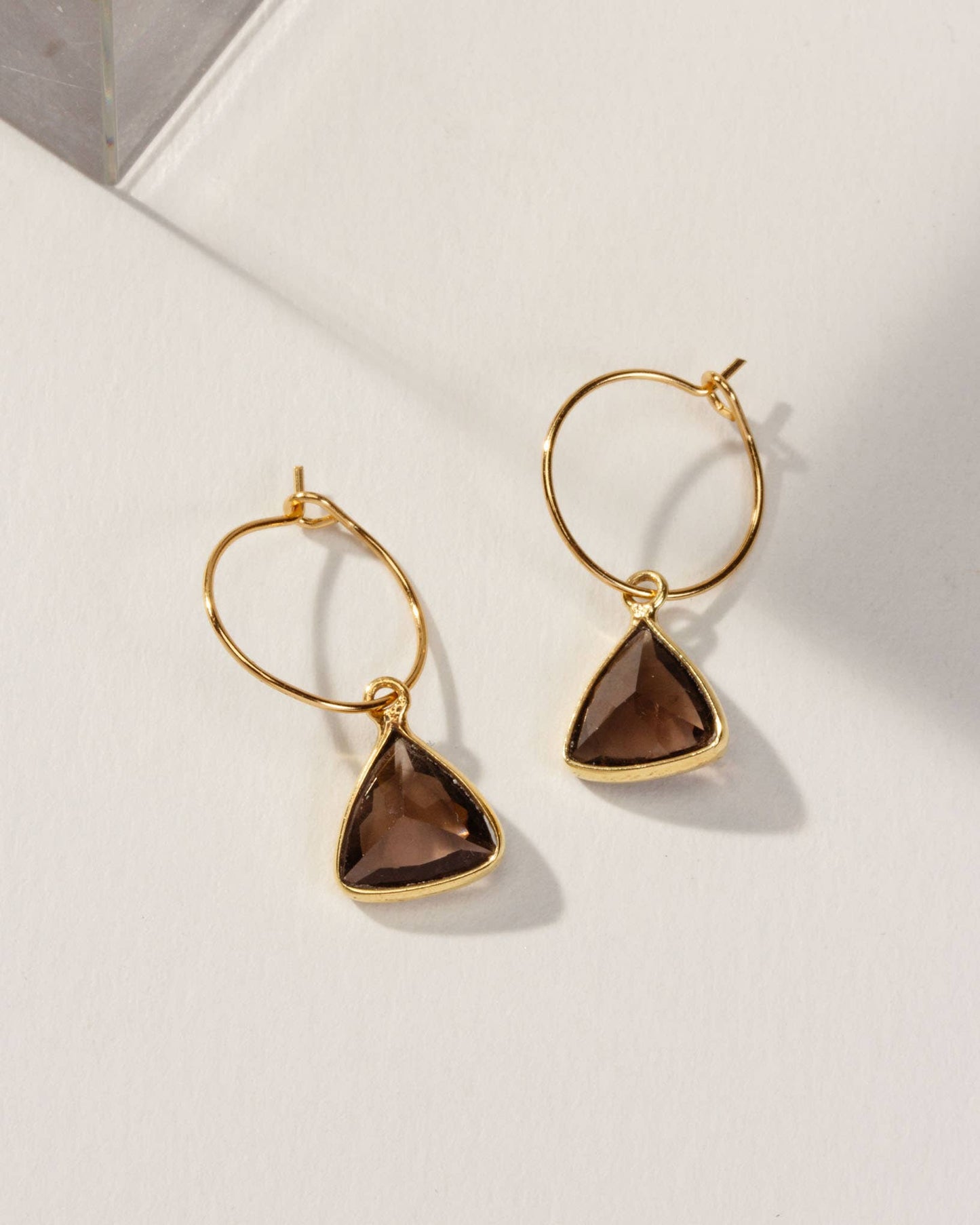 Bermuda Triangle Mini Hoop Øreringer - Smoky Quartz