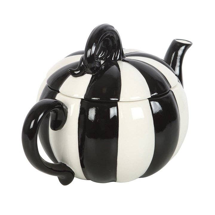 Black and White Striped Pumpkin Tekannen