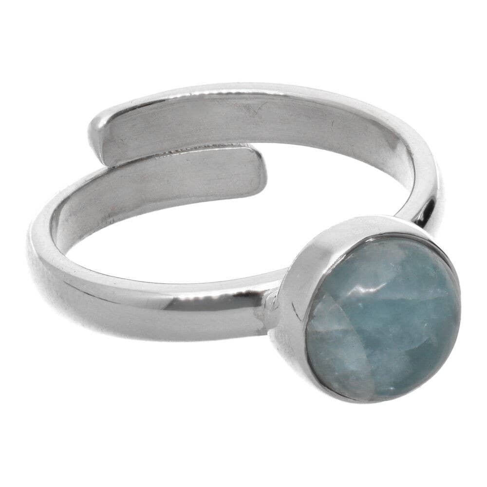 Justerbar Akvamarin Sirkel Ring i 925 Sterling Silver