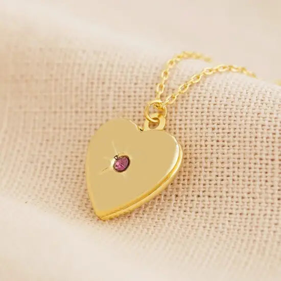 Heart Locket Fødselssteinkrystall Halskjede