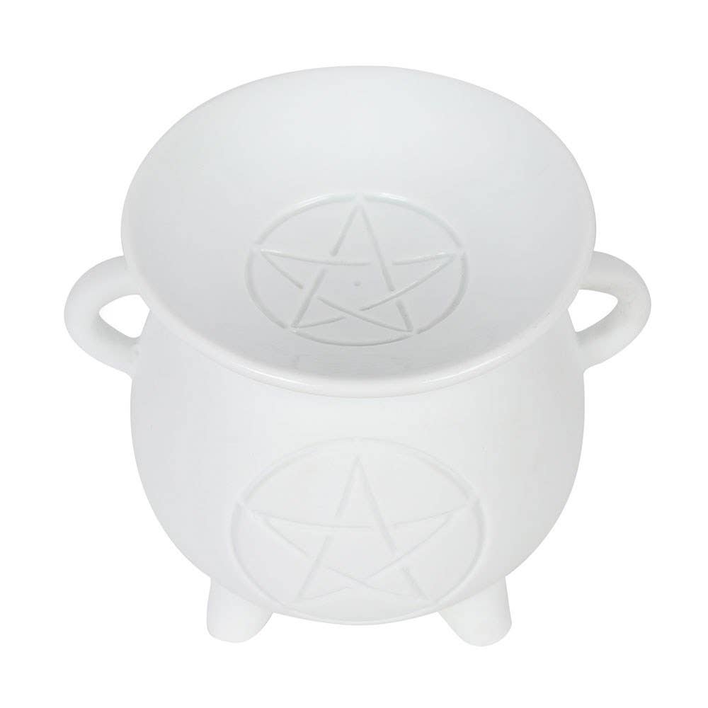 Hvit Pentagram Cauldron Olje/Wax melt brenner