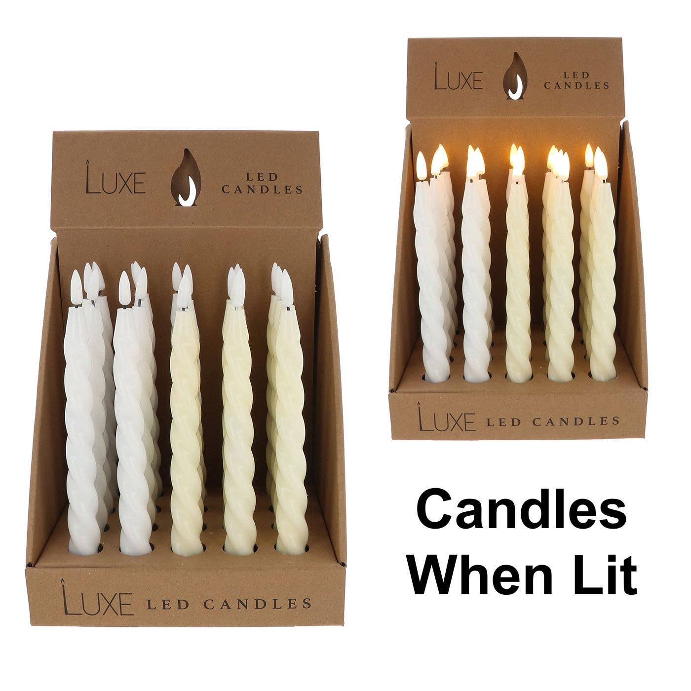 Luxe LED Spiral Kronelys White/Cream