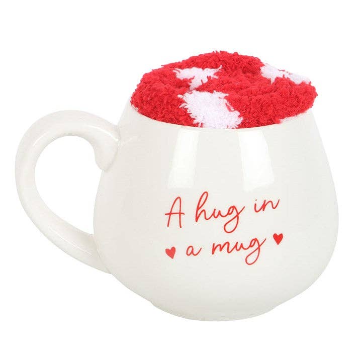 Hug in a Mug Hjertekopp og Sokker Gavesett