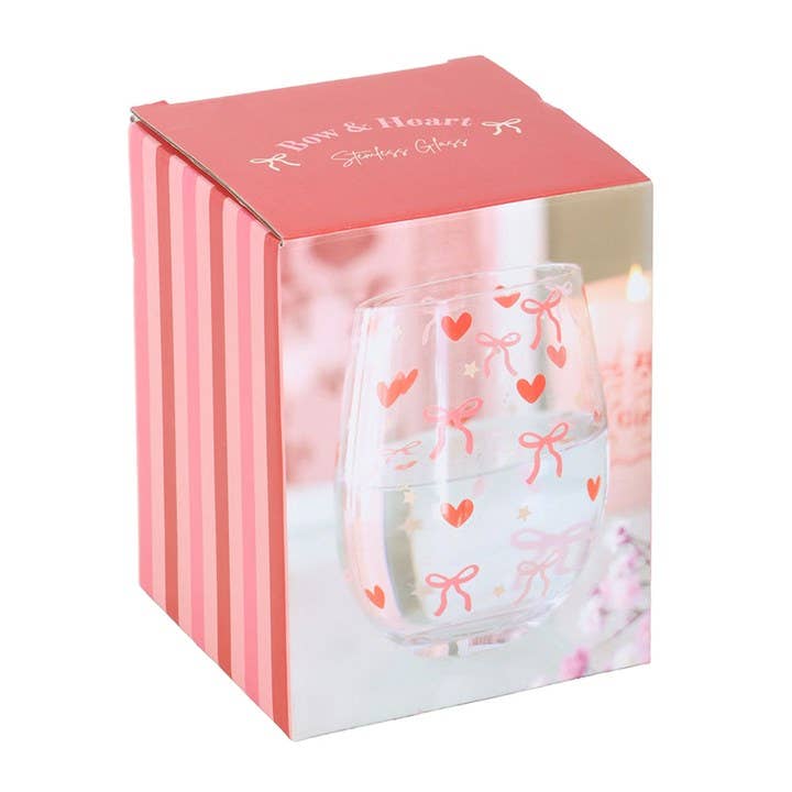 Bow and Heart Print Glass