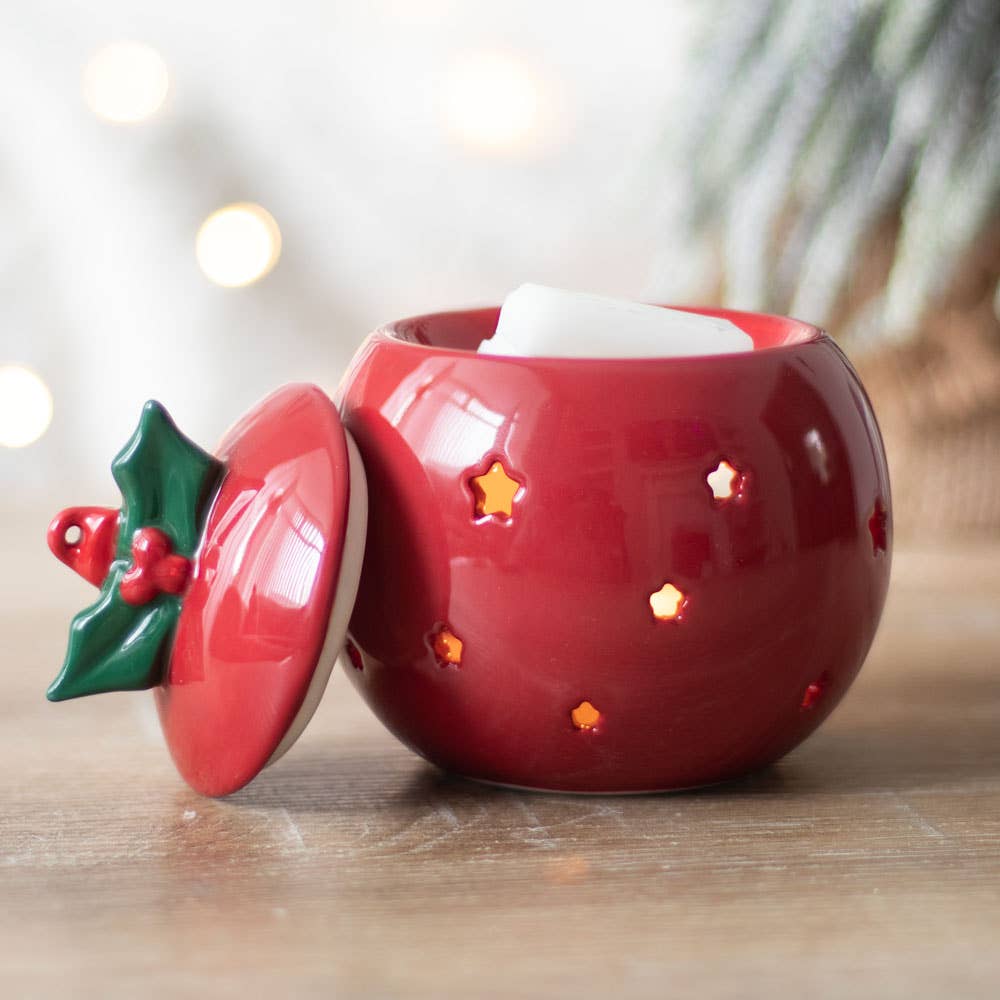 Rød Julekule olje/wax melt brenner