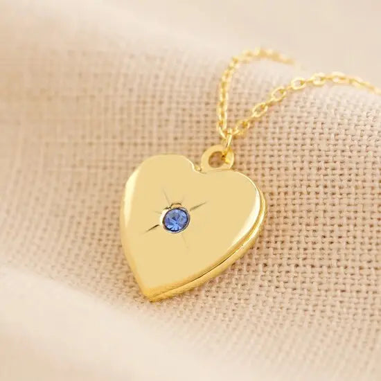 Heart Locket Fødselssteinkrystall Halskjede