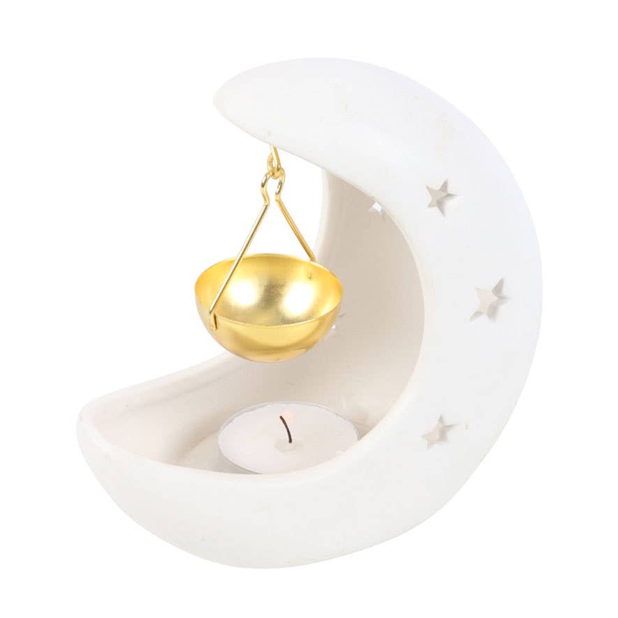 Hvit Halvmåne Olje/Wax melt Brenner