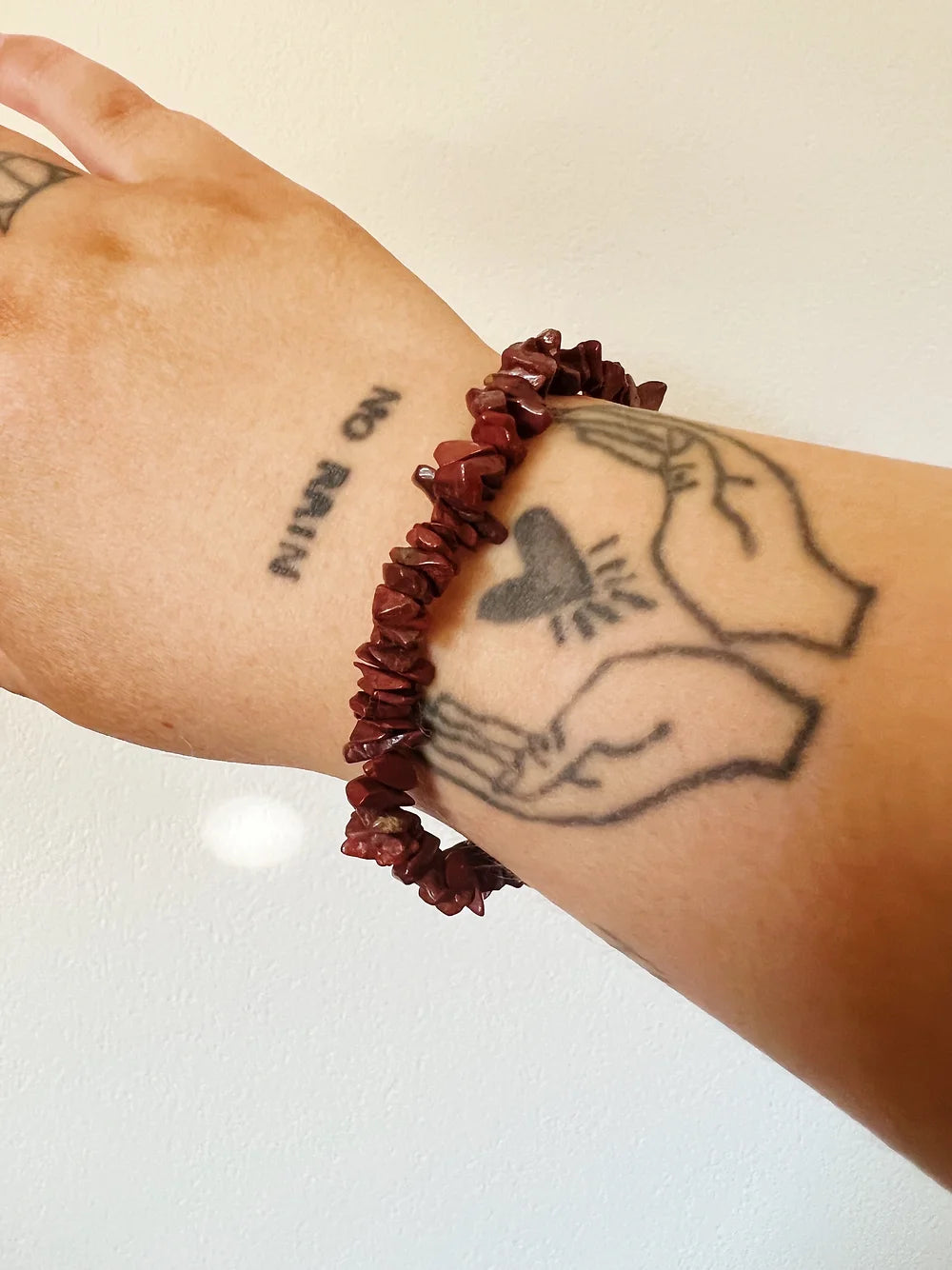 Rød Jaspis Chips Armbånd