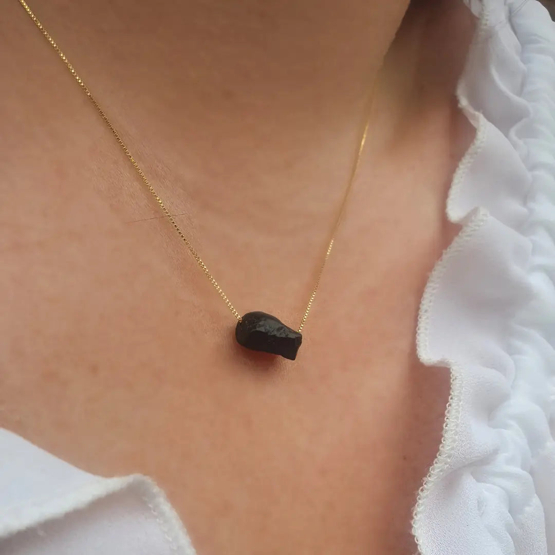 Svart Turmalin - 14k Gullbelagt Halskjede
