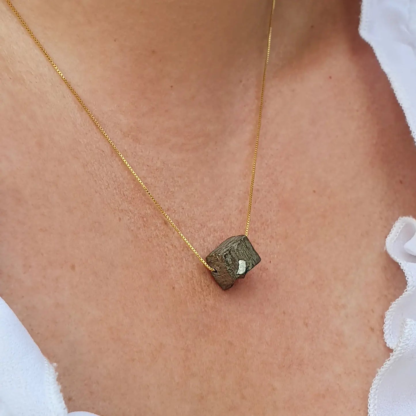 Pyritt - 14k gullbelagt halskjede