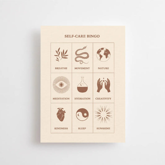 Self-Care Bingo Postkort