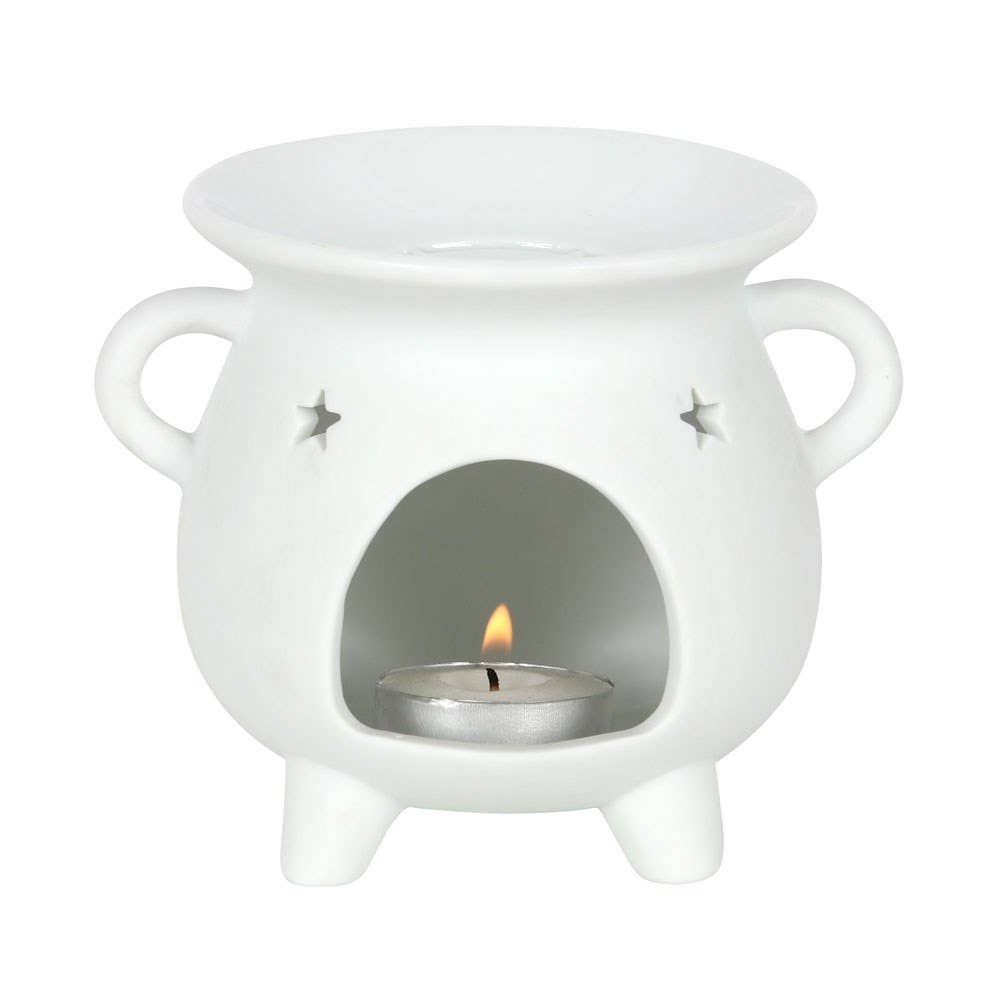 Hvit Pentagram Cauldron Olje/Wax melt brenner