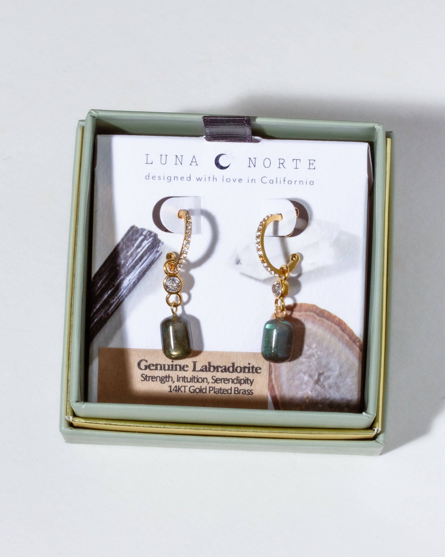 Gem Capsule Hoop Øreringer - Labradoritt