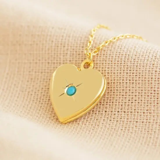 Heart Locket Fødselssteinkrystall Halskjede