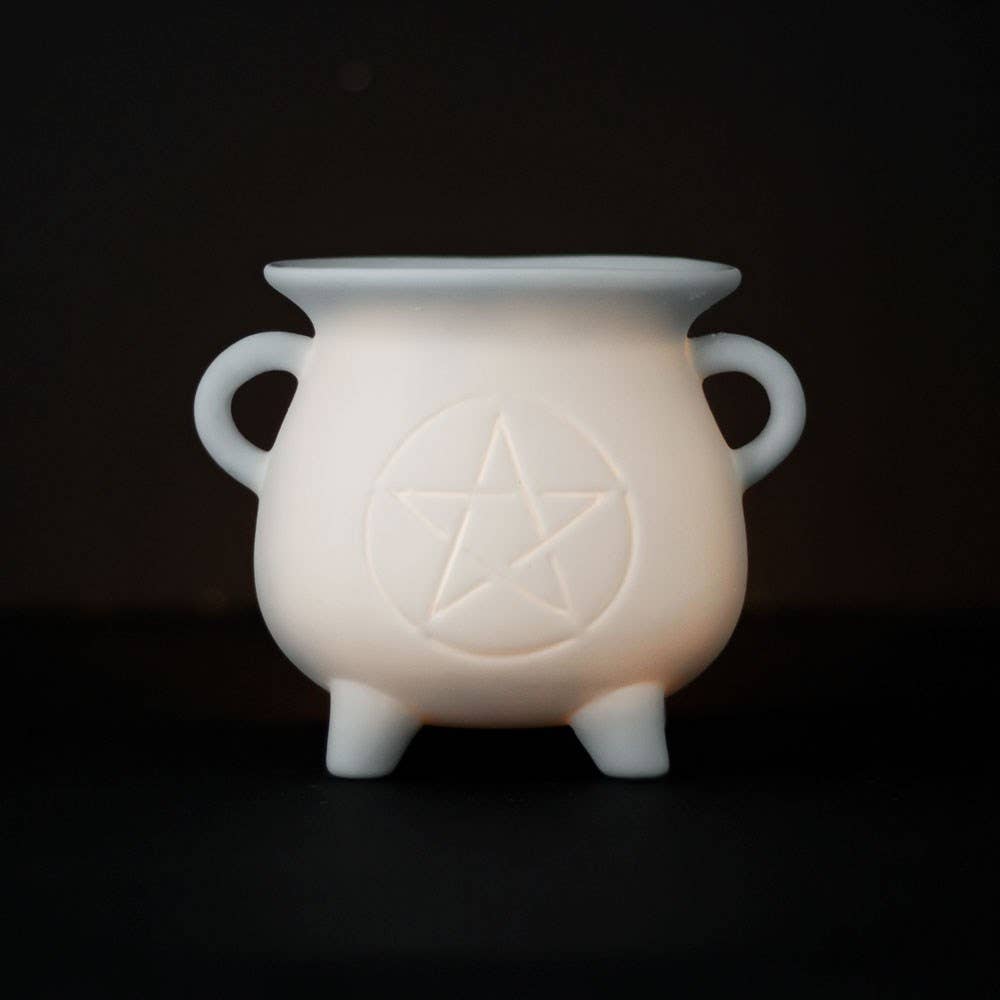 Hvit Pentagram Cauldron Olje/Wax melt brenner