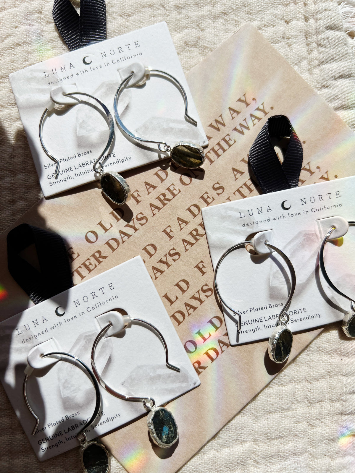 Pacific Threader Hoop  Øredobber i Sølv - Labradorite