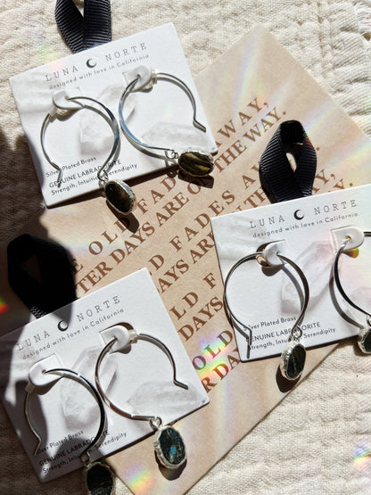 Pacific Threader Hoop  Øredobber i Sølv - Labradorite