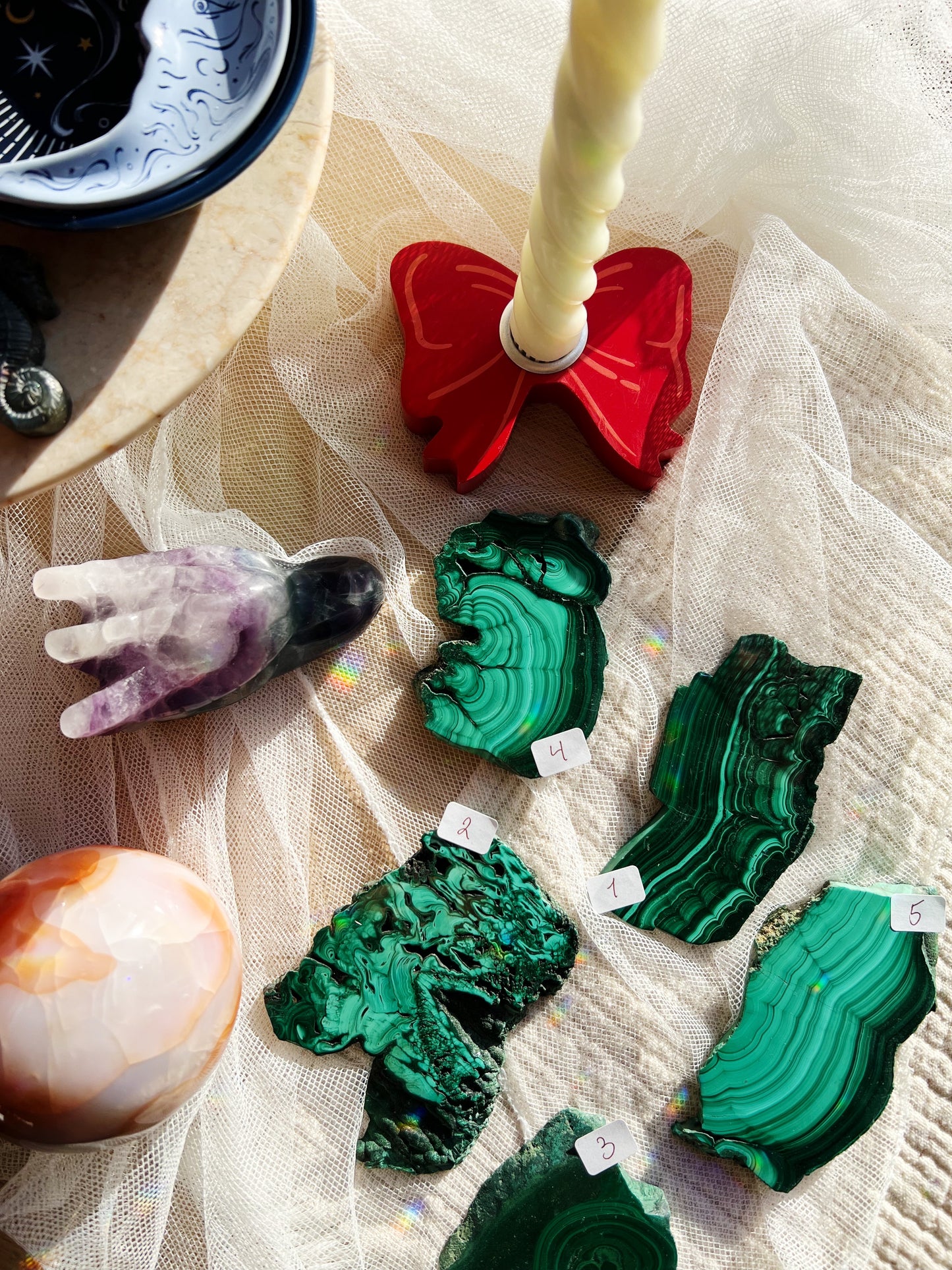 Malakitt Krystall Slices – 101-150g