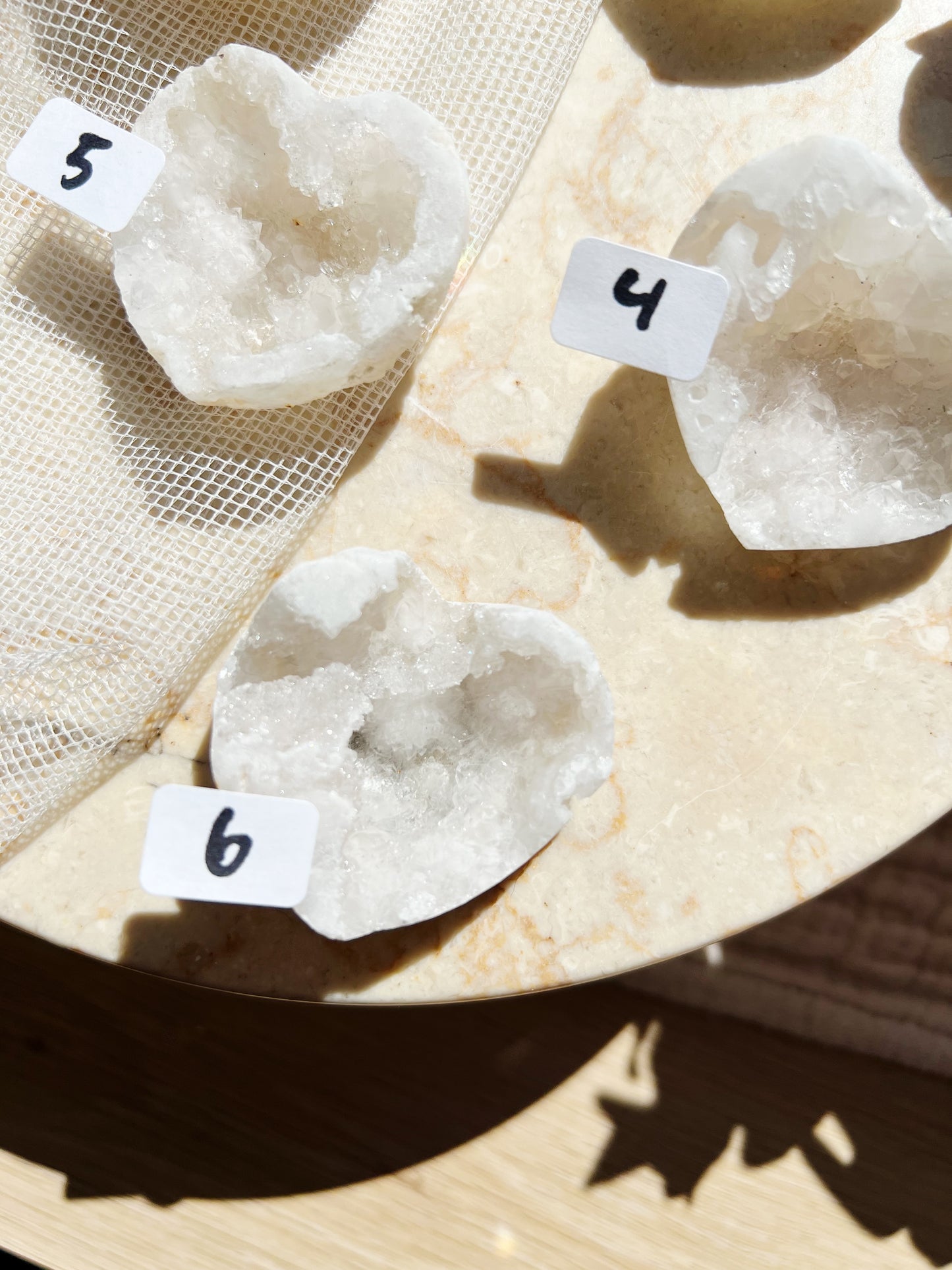 Hvit Agat Druzy Geode Hjerte (4–5 cm)
