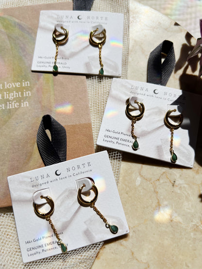 Misty Huggie Hoop Øreringer - Emerald
