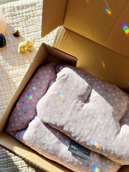 Hvetepute for nakke og skuldre, med lavendel – gammelrosa