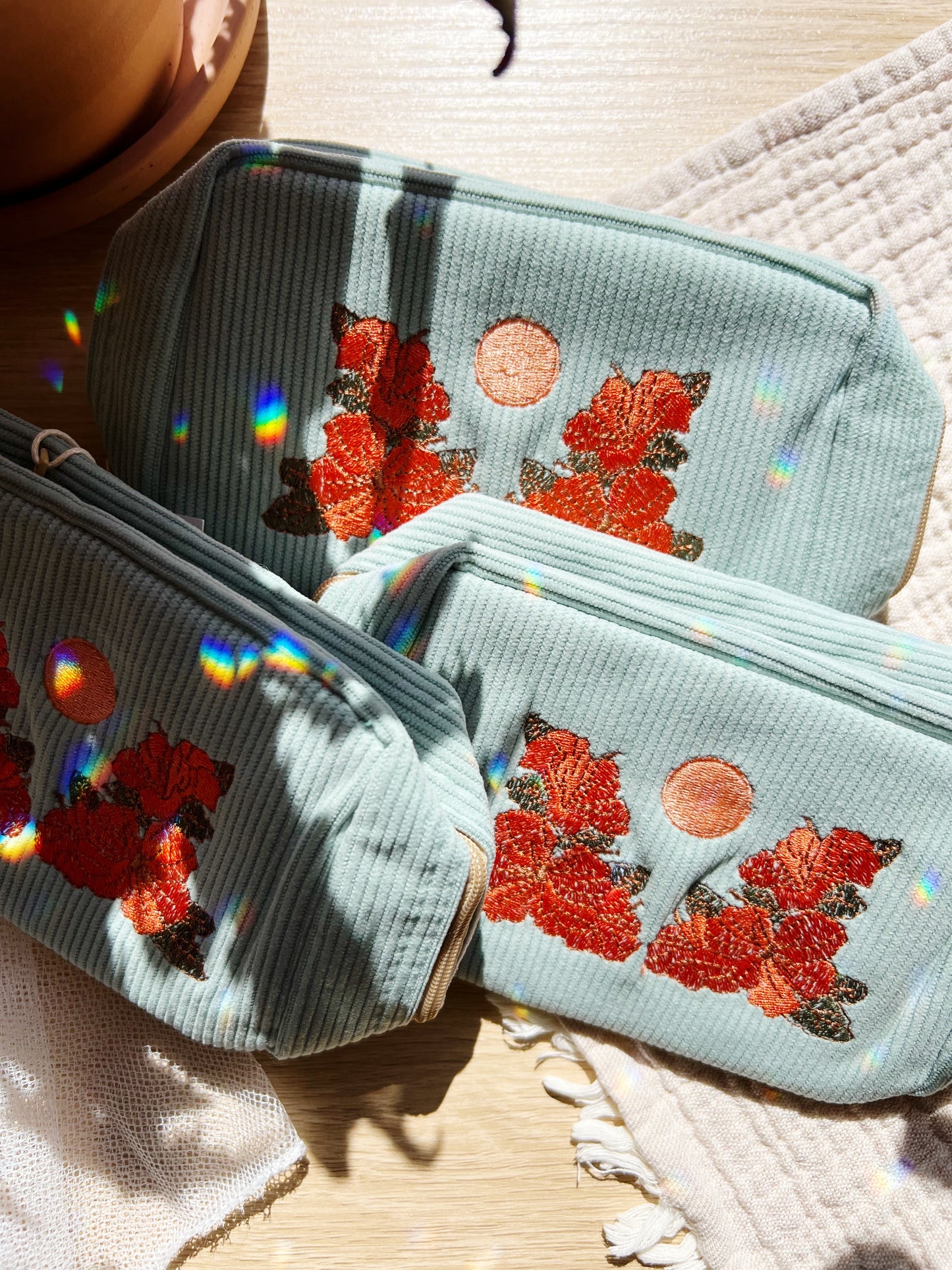 Corduroy Makeup Bag Sky Blue