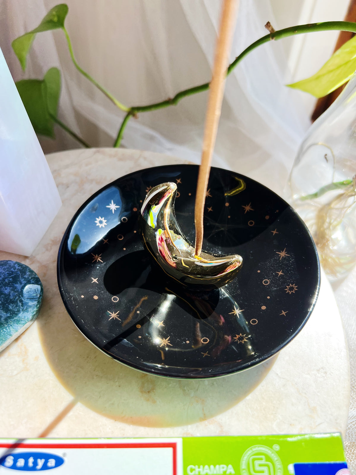 Gold Crescent Moon Røkelseholder