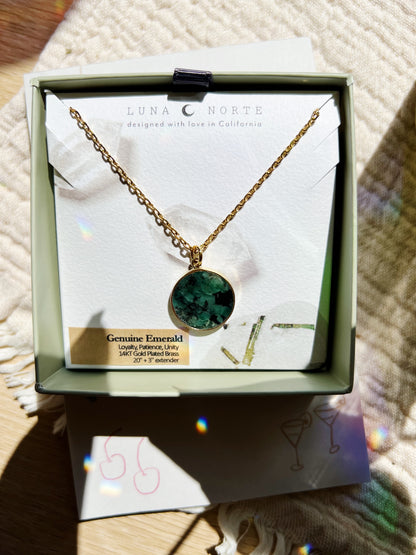 Afterglow Mini Medallion Halskjede - Emerald
