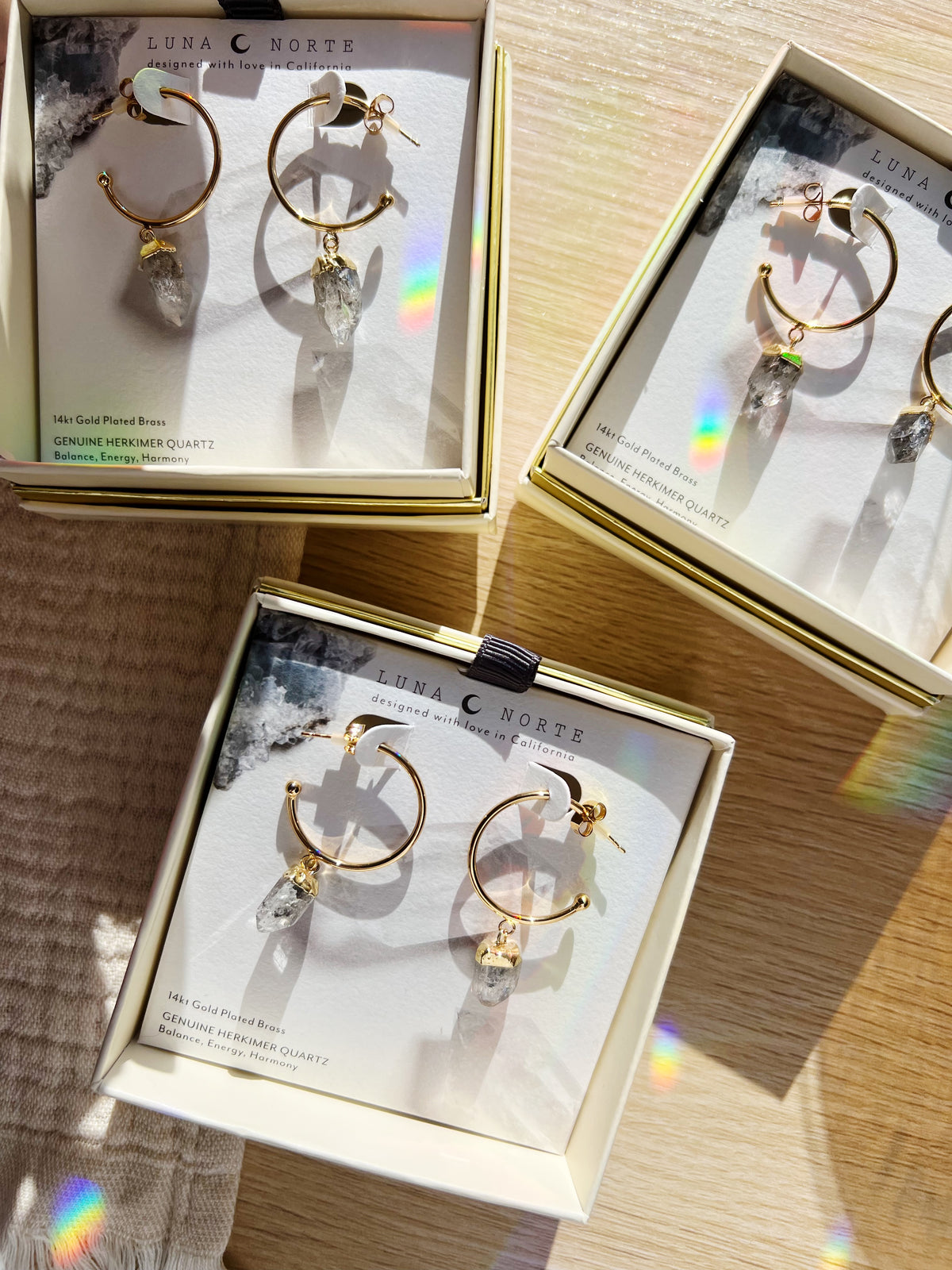 Lucky Lady Hoop Øredobber med Herkimerkvarts